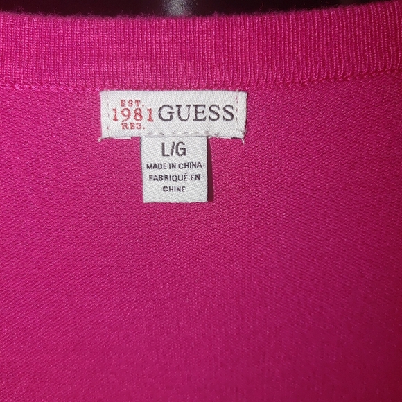 Guess Pink V-Neck, Long Sleeve Sweater Dress, Size Large - Picture 5 of 7